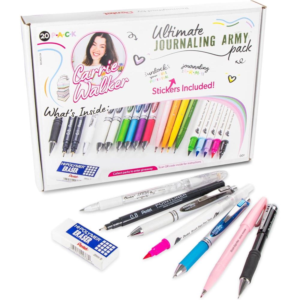 imagePentel Carrie Walker Ultimate Journal Mix Writing and Journaling Kit Gel PenMechanical PencilMarker Variety 20 Pieces