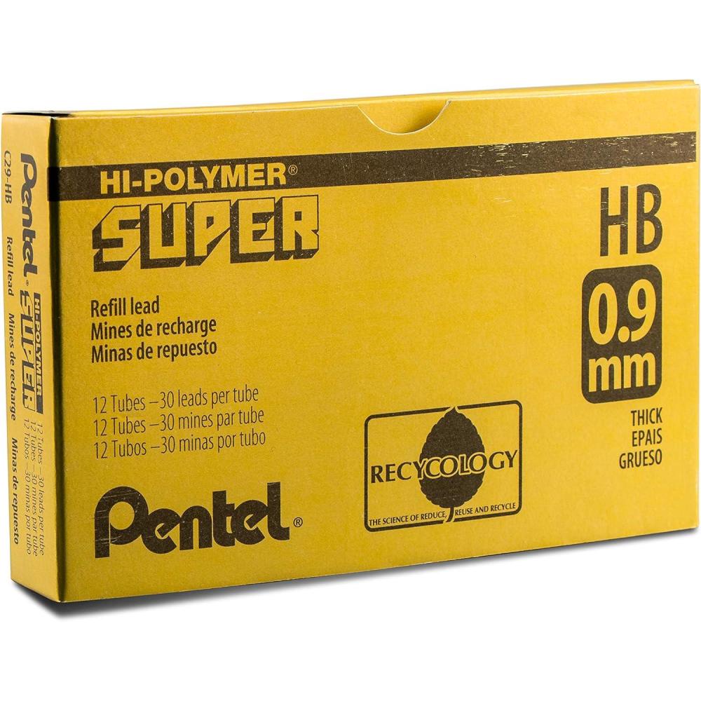 imagePentel Super HiPolymer Lead 09mm Medium HB 30 PiecesTube Box of 12 C29HB