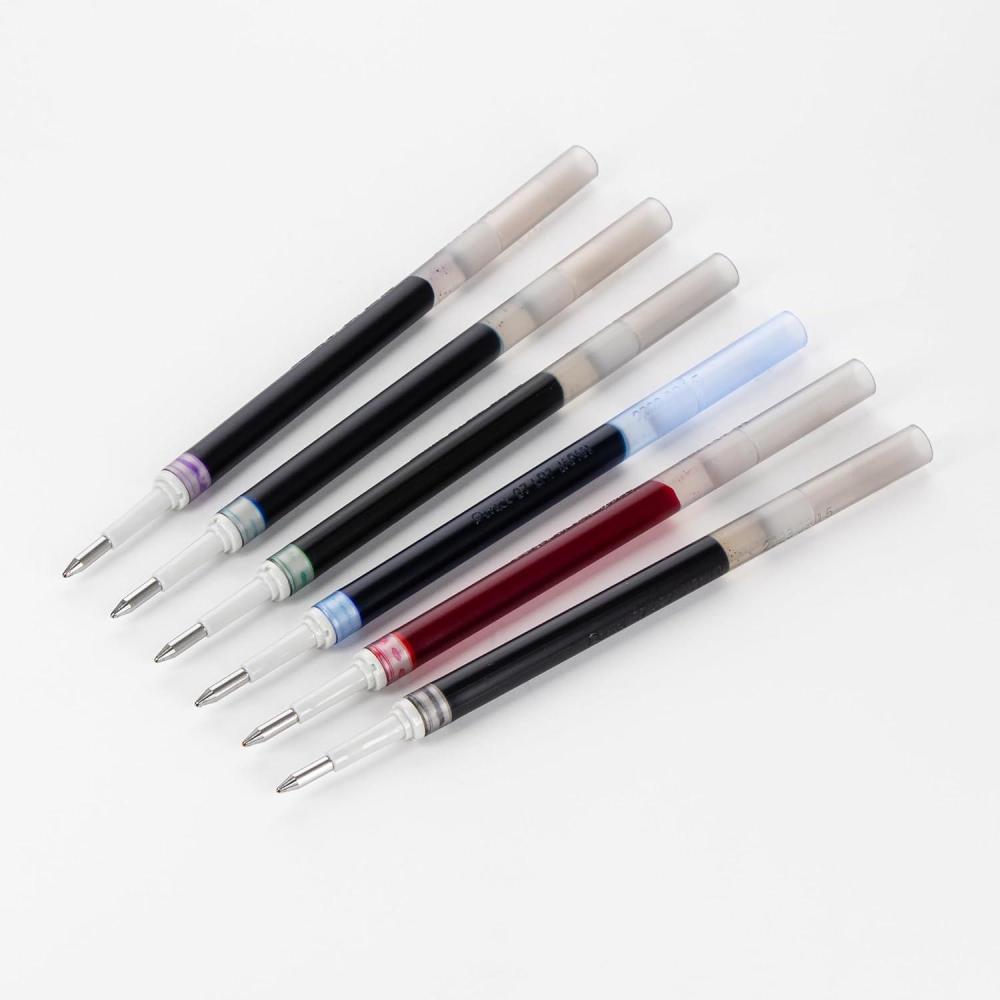 imagePentel Refill Ink  For EnerGel Gel Pen 07mm Metal Tip Medium Black Ink Pack of 6 Refills LR76AAssorted