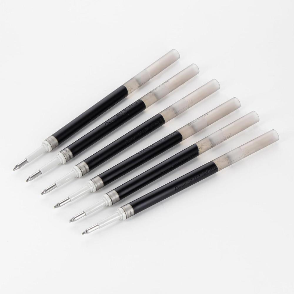 imagePentel Refill Ink  For EnerGel Gel Pen 07mm Metal Tip Medium Black Ink Pack of 6 Refills LR76ABlack