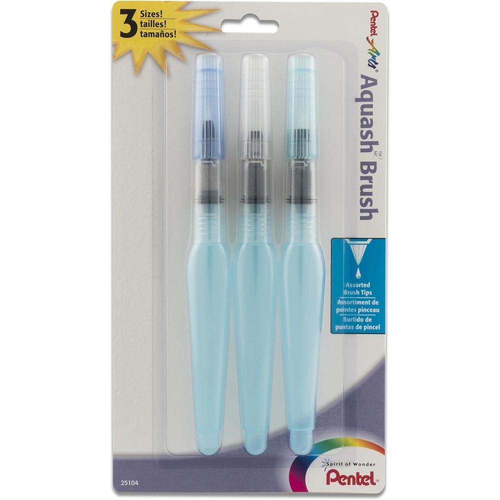 imagePentel Arts Color Water Brush Box Set BlackGraySepiaAquash GFLFRHBP3 Pack Assorted