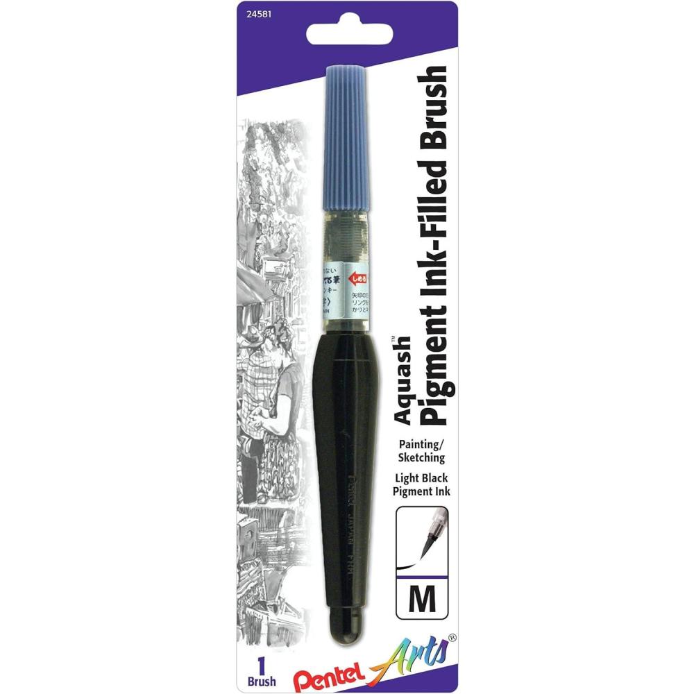 imagePentel Arts Color Water Brush Box Set BlackGraySepiaAquash GFLFRHBPMedium Pigment