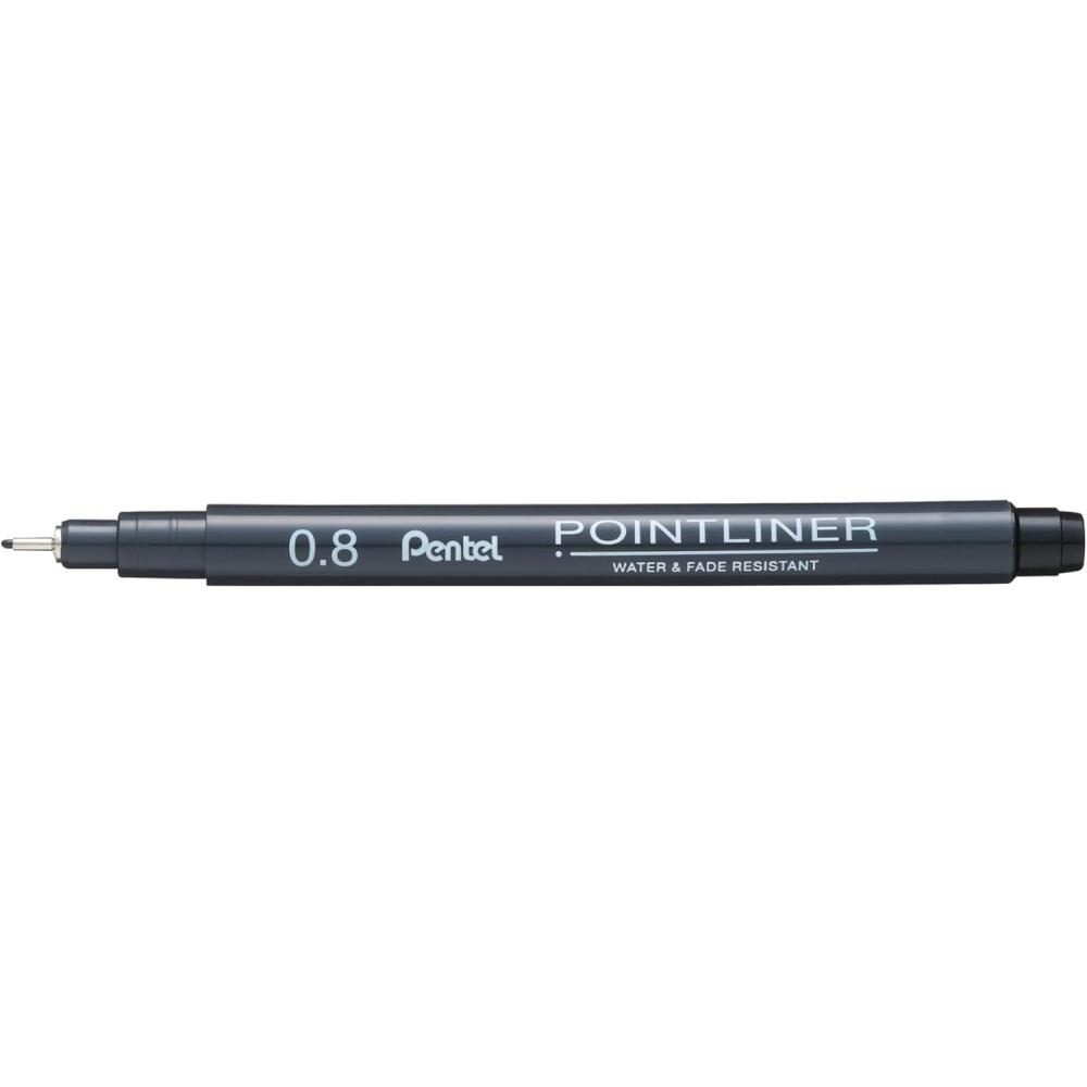 imagePentel Arts Pointliner Drawing Pen 08mm Black Ink Box of 12 Pens S20P8A