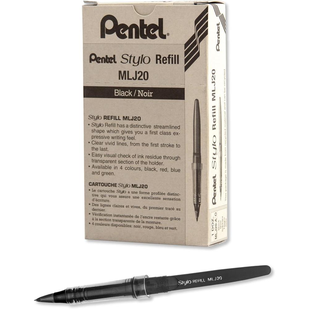 imagePentel Arts Tradio Stylo Sketch Pen Refills Black Box of 12 MLJ20A