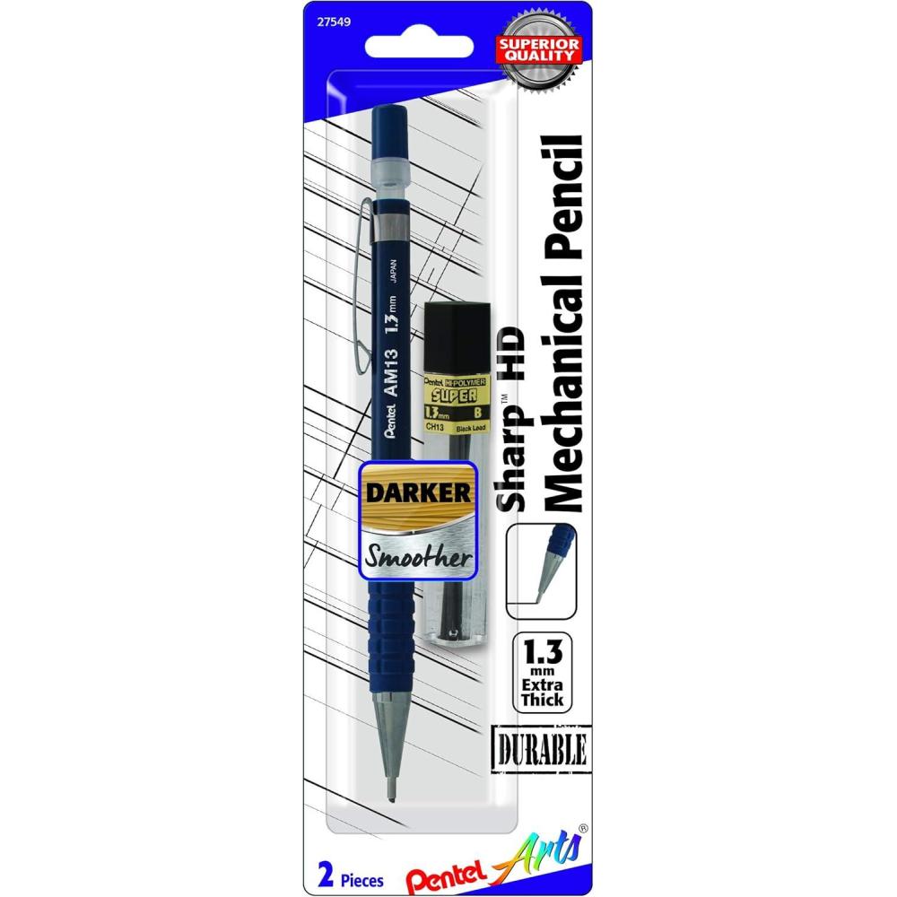 imagePentel Arts Sharp HD Mechanical Pencil 13mm Dark Blue Barrel 1 Super HiPolymer Lead Refill AM13PABP