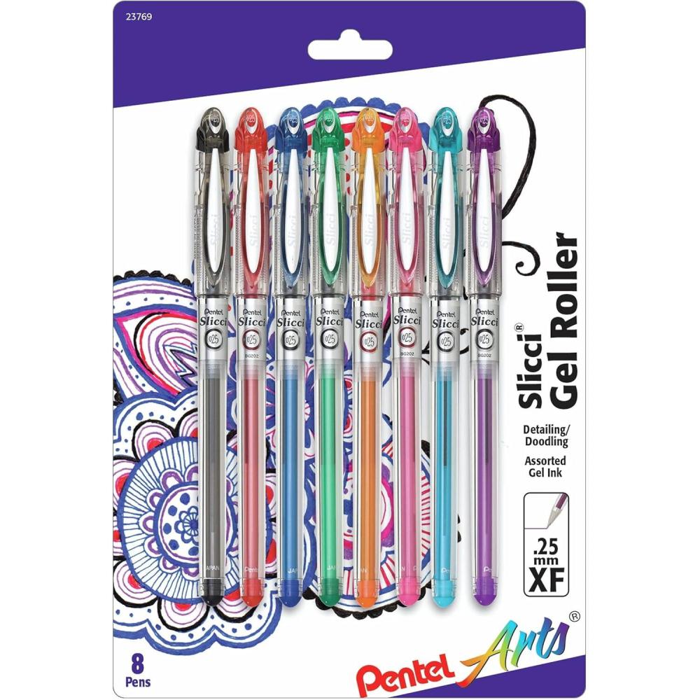 imagePentel Arts Slicci 025 mm Extra Fine Gel Pen Black Ink 1 Pack BG202BPAAssorted