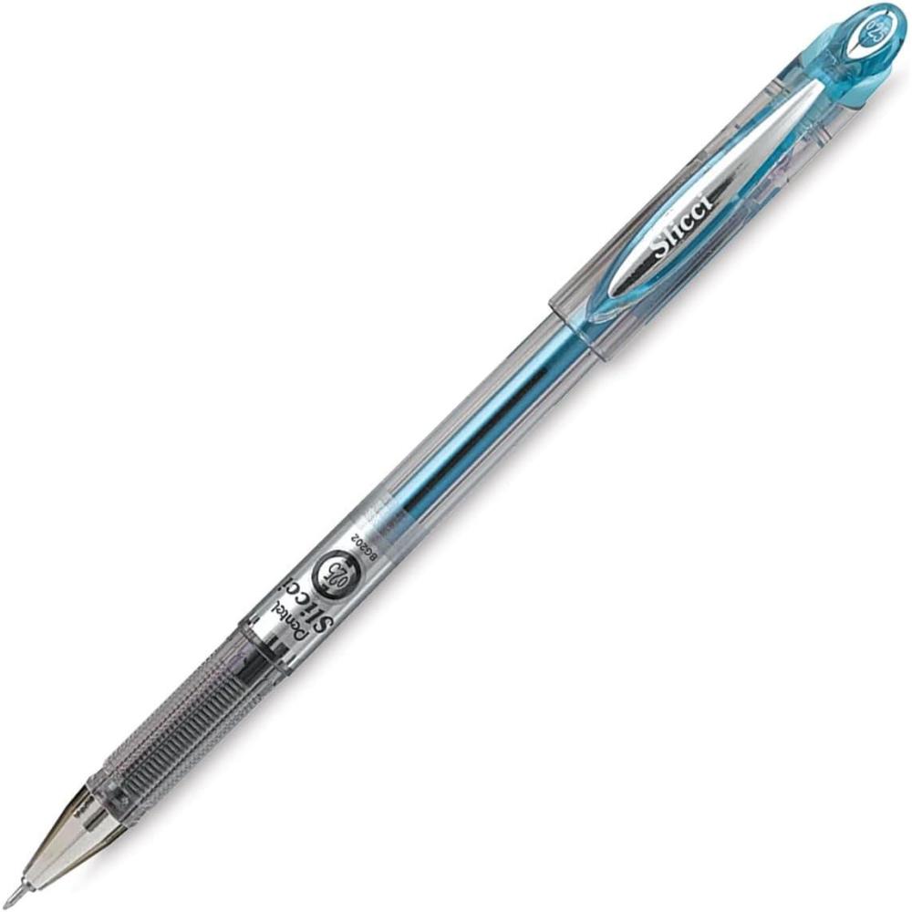 imagePentel Arts Slicci 025 mm Extra Fine Gel Pen Black Ink 1 Pack BG202BPASky Blue