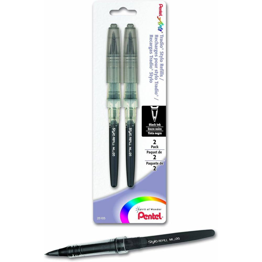 imagePentel Arts Tradio Stylo Sketch Pen Refill Black Ink Pack of 2 MLJ20BP2A