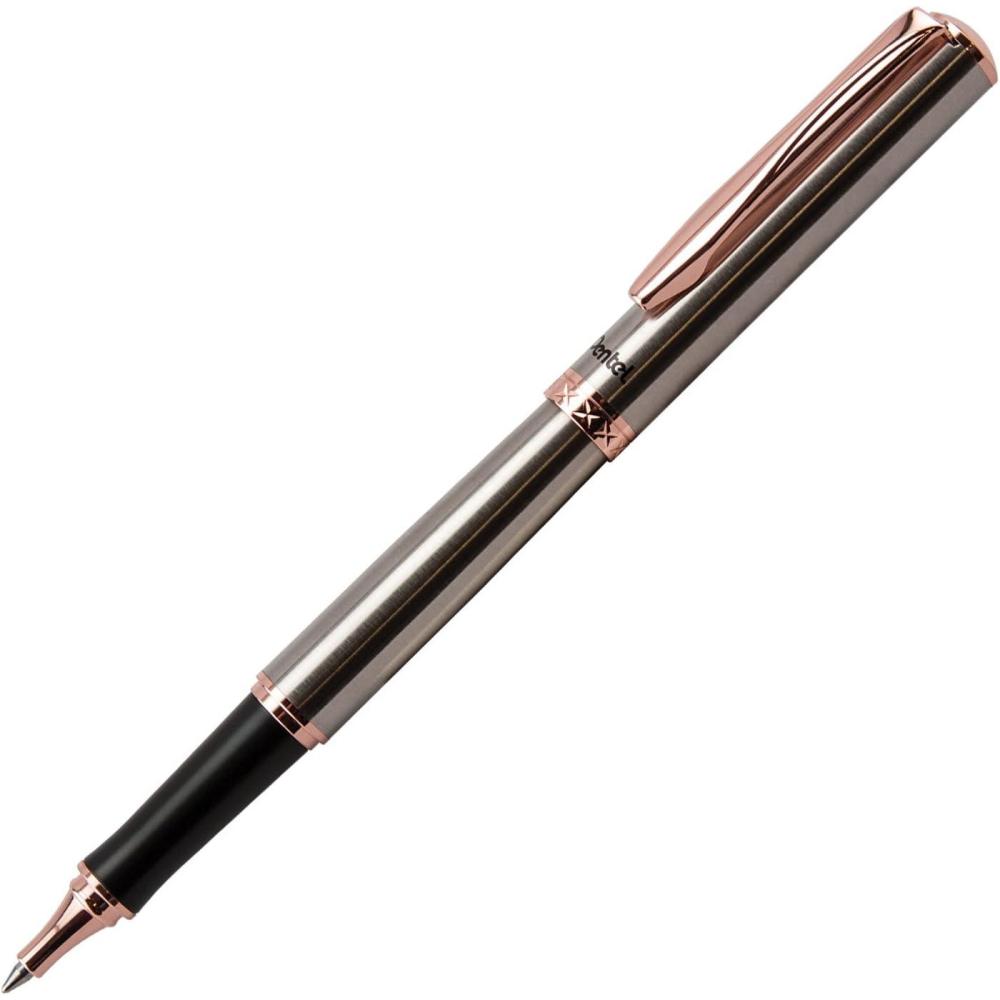 imagePentel Libretto Roller Gel Pen Rose Gold Black Ink with Gift Box Pen 07mm 1 Pack K600PGA