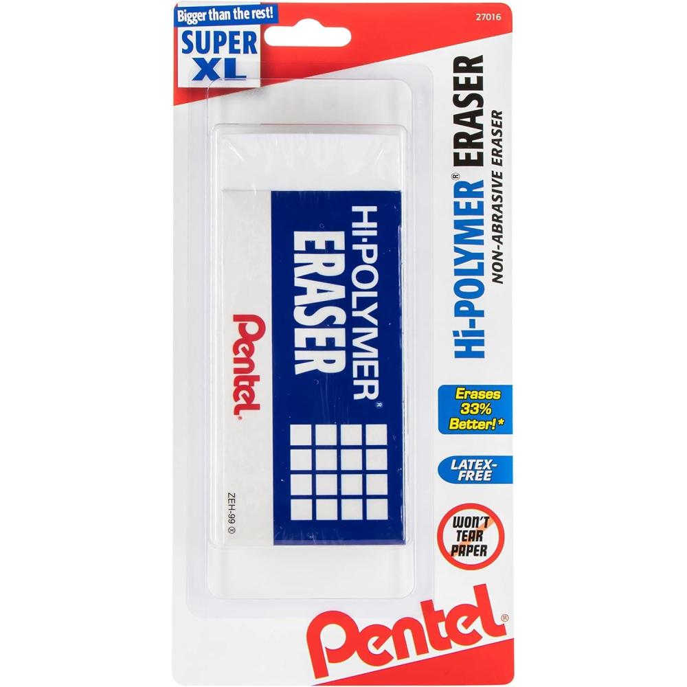 imagePentel Arts HiPolymer White Cap Erasers Pack of 10 ZEH02PABP10White