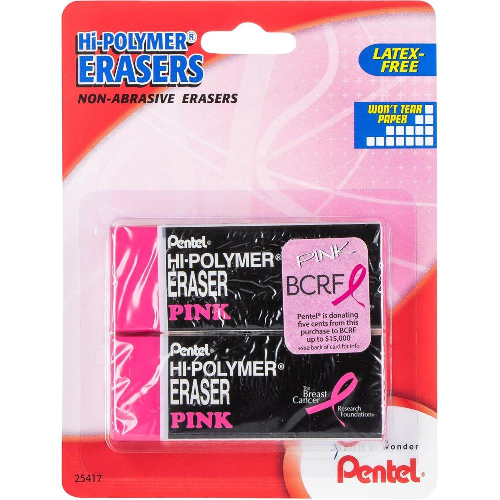 imagePentel HiPolymer Erasers White Pack of 4Pink