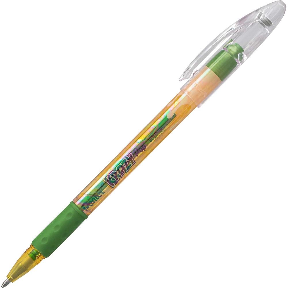 imagePentel Krazy POP Beauty Beauty Iridescent Gel Pen 10mm Bold Line Yellow ampamp Metallic Green Ink Box of 12 K91DDG