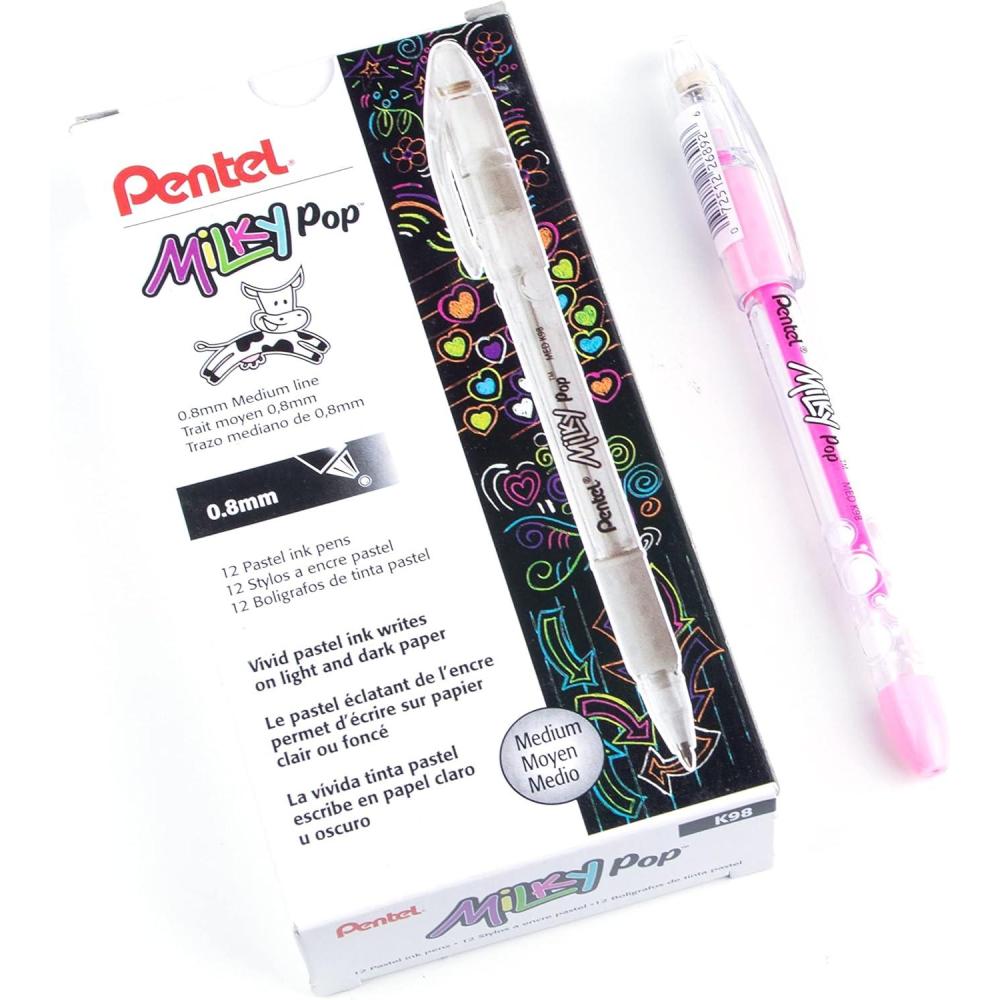 imagePentel Milky Pop Pastel Gel Pen 08mm Medium Line Mint green Ink  K98LKPink
