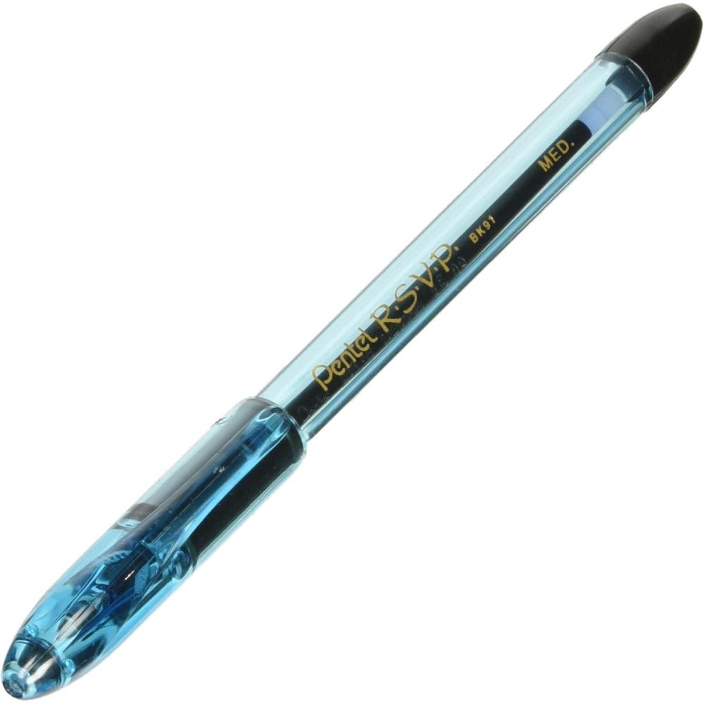 imagePentel RSVP RazzleDazzle Ballpoint Pen 10mm Medium Line Black Barrel Black Ink Box of 12 BK91RDAABlue
