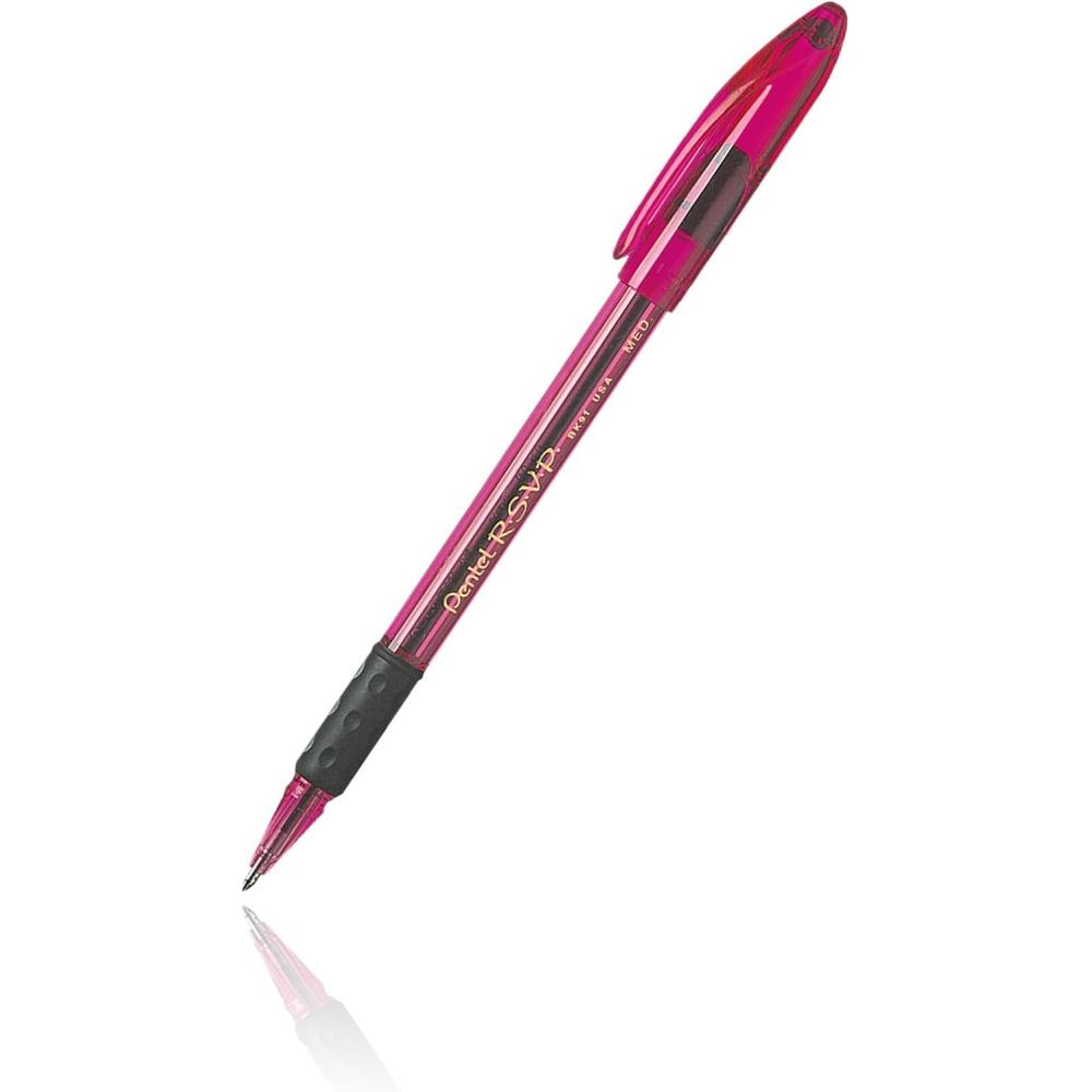 imagePentel Razzle Dazzel RSVP Ballpoint Pen Medium Point Pink Barrel Black Ink BK91RDPA