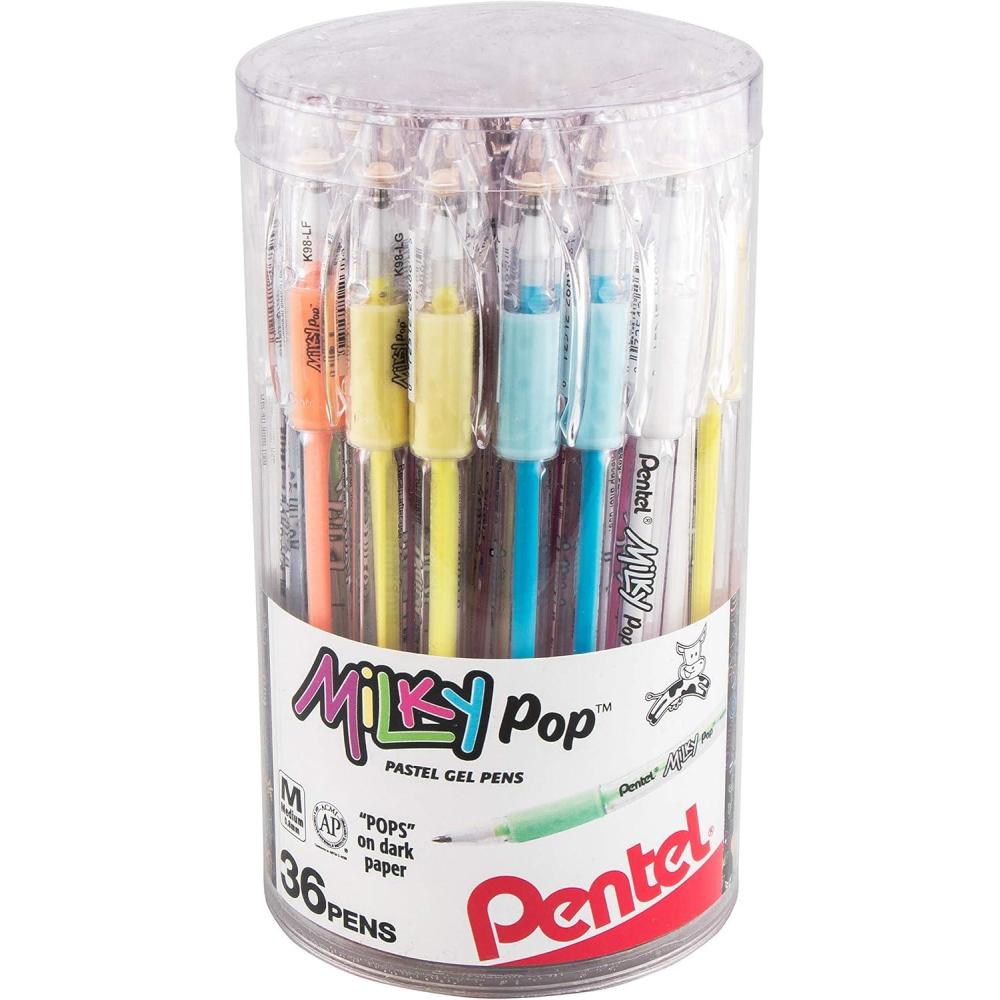 imagePentel Solar Pop Neon Gel Pen 06mm Fine Line Assorted Colors Pack of 8 K96BP8M36 Count Pack of 1