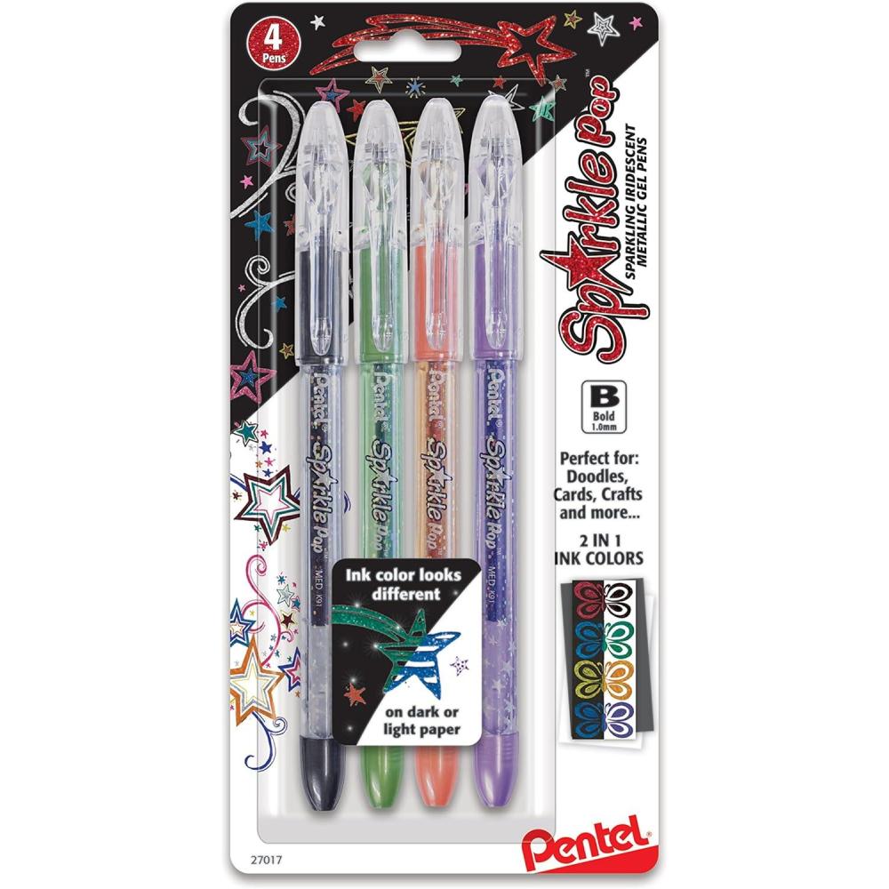 imagePentel Solar Pop Neon Gel Pen 06mm Fine Line Assorted Colors Pack of 8 K96BP8M4 Count Pack of 1