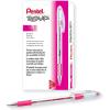 Pentel BK90C R.S.V.P. Stick Ballpoint Pen, .7mm, Trans Barrel, Blue Ink, Dozen(Pink)
