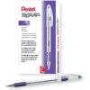 Pentel BK90C R.S.V.P. Stick Ballpoint Pen, .7mm, Trans Barrel, Blue Ink, Dozen(Violet)