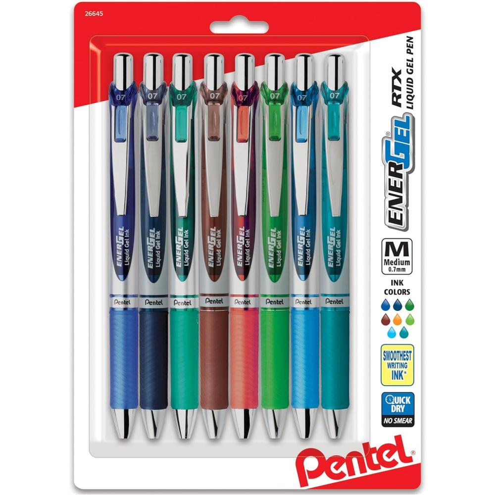 imagePentel EnerGel RTX Pens 07 mm Medium Point Assorted Ink Colors Pack Of 8Assorted 2