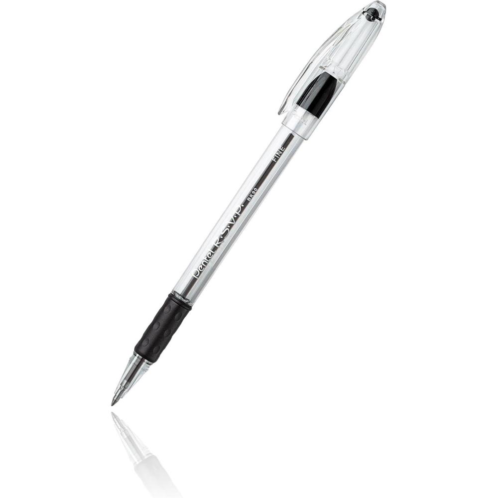 imagePentel RSVP Ballpoint Pen Fine Line Blue Ink 2 Pack BK90BP2CClear  Black
