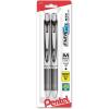 Pentel EnerGel RTX Retractable Liquid Gel Pen, (0.7mm), Medium Line, Metal Tip, Green Ink, Pack of 2 (BL77BP2D)(Black)