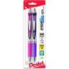 Pentel EnerGel RTX Retractable Liquid Gel Pen, (0.7mm), Medium Line, Metal Tip, Green Ink, Pack of 2 (BL77BP2D)(Pink/Violet)