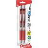 Pentel EnerGel RTX Retractable Liquid Gel Pen, (0.7mm), Medium Line, Metal Tip, Green Ink, Pack of 2 (BL77BP2D)(Red)