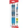 Pentel EnerGel RTX Retractable Liquid Gel Pen, (0.7mm), Medium Line, Metal Tip, Green Ink, Pack of 2 (BL77BP2D)(Sky Blue)