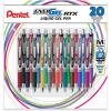 Pentel EnerGel RTX Retractable Liquid Gel Pen, (0.7mm), Medium line, Assorted Ink, Pack of 20 (BL77BP20M)(20 Count (Pack of 1))