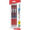 Pentel® EnerGel® RTX Retractable Liquid Gel Pens, Fine Point, 0.5mm, 54% Recycled, Assorted Barrel Colors, Red Ink, Pack Of 3 Pans(Black/Red/Silver)