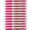 Pentel EnerGel Retractable Liquid Gel Pens, Medium Point, 0.7 mm, Silver Barrel, 12 Black Ink pens, the Ultimate writing pens, the Best Writing Pens for office, school and journaling, Pack of 12(Pink)