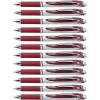 Pentel EnerGel Retractable Liquid Gel Pens, Medium Point, 0.7 mm, Silver Barrel, 12 Black Ink pens, the Ultimate writing pens, the Best Writing Pens for office, school and journaling, Pack of 12(Burgundy)