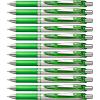 Pentel EnerGel Retractable Liquid Gel Pens, Medium Point, 0.7 mm, Silver Barrel, 12 Black Ink pens, the Ultimate writing pens, the Best Writing Pens for office, school and journaling, Pack of 12(Lime Green)