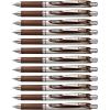 Pentel EnerGel Retractable Liquid Gel Pens, Medium Point, 0.7 mm, Silver Barrel, 12 Black Ink pens, the Ultimate writing pens, the Best Writing Pens for office, school and journaling, Pack of 12(Brown)