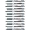 Pentel EnerGel Retractable Liquid Gel Pens, Medium Point, 0.7 mm, Silver Barrel, 12 Black Ink pens, the Ultimate writing pens, the Best Writing Pens for office, school and journaling, Pack of 12(Gray)