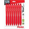 Pentel Wow! Retractable Ballpoint Pen, (1.4mm), Bold Line, Blue Ink, Pack of 8 (BK444BP8C)(Red)