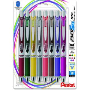 Pentel® EnerGel RTX Pens, 0.7 mm, Medium Point, Assorted Ink Colors, Pack Of 8(Assorted 3)