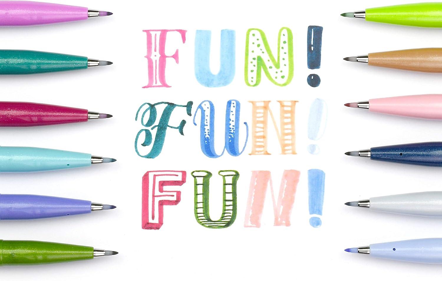 imagePentel Arts Sign Pen Brush Pink Purple Ink Box of 12 PensOlive Green