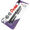Pentel Refillable Pocket Brush Pen – with 2 Sepia Ink Cartridges – Black Barrel