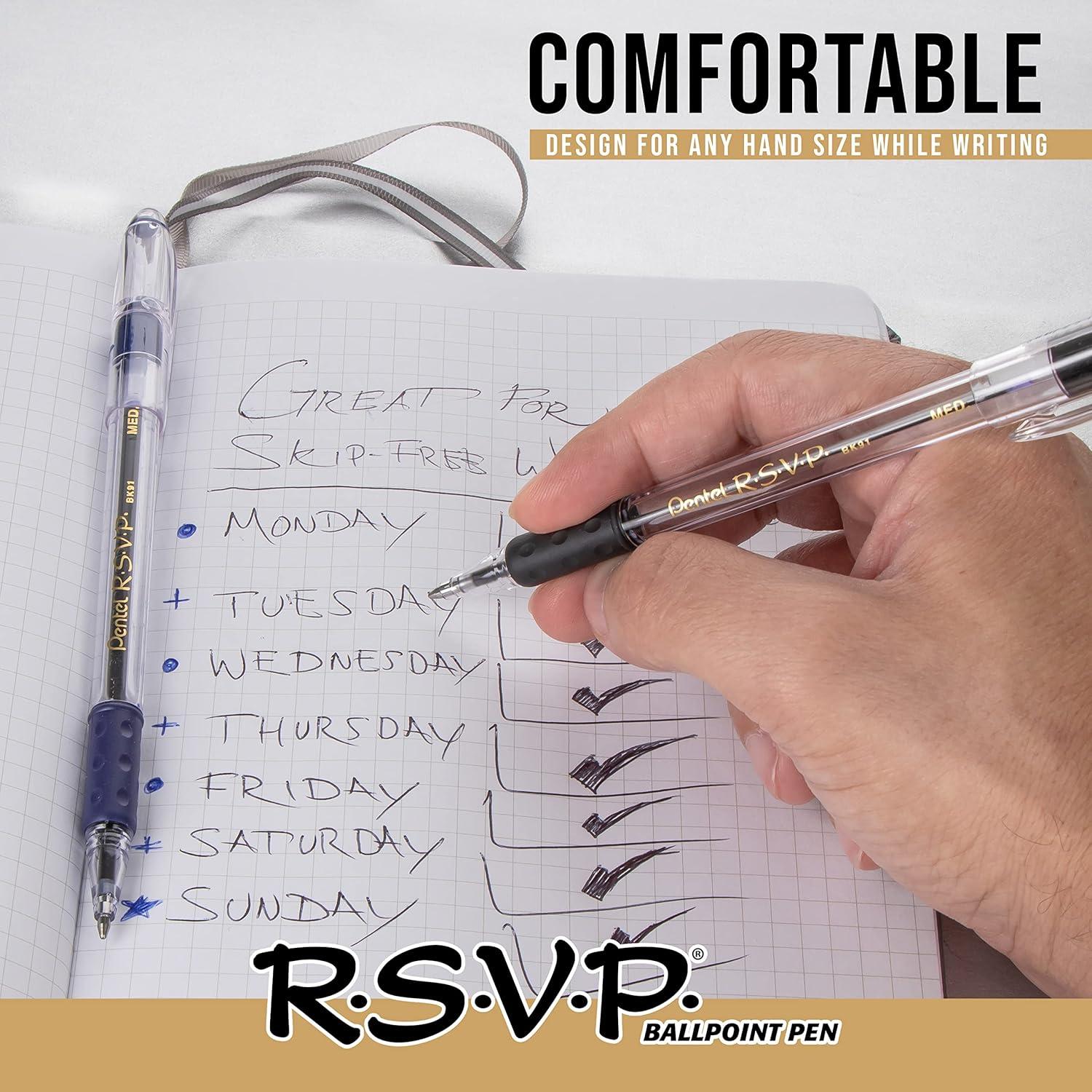 imagePentel RSVP Ballpoint Pen Fine Line 07mm Black Ink 72 Pack Canister BK90PC72AViolet