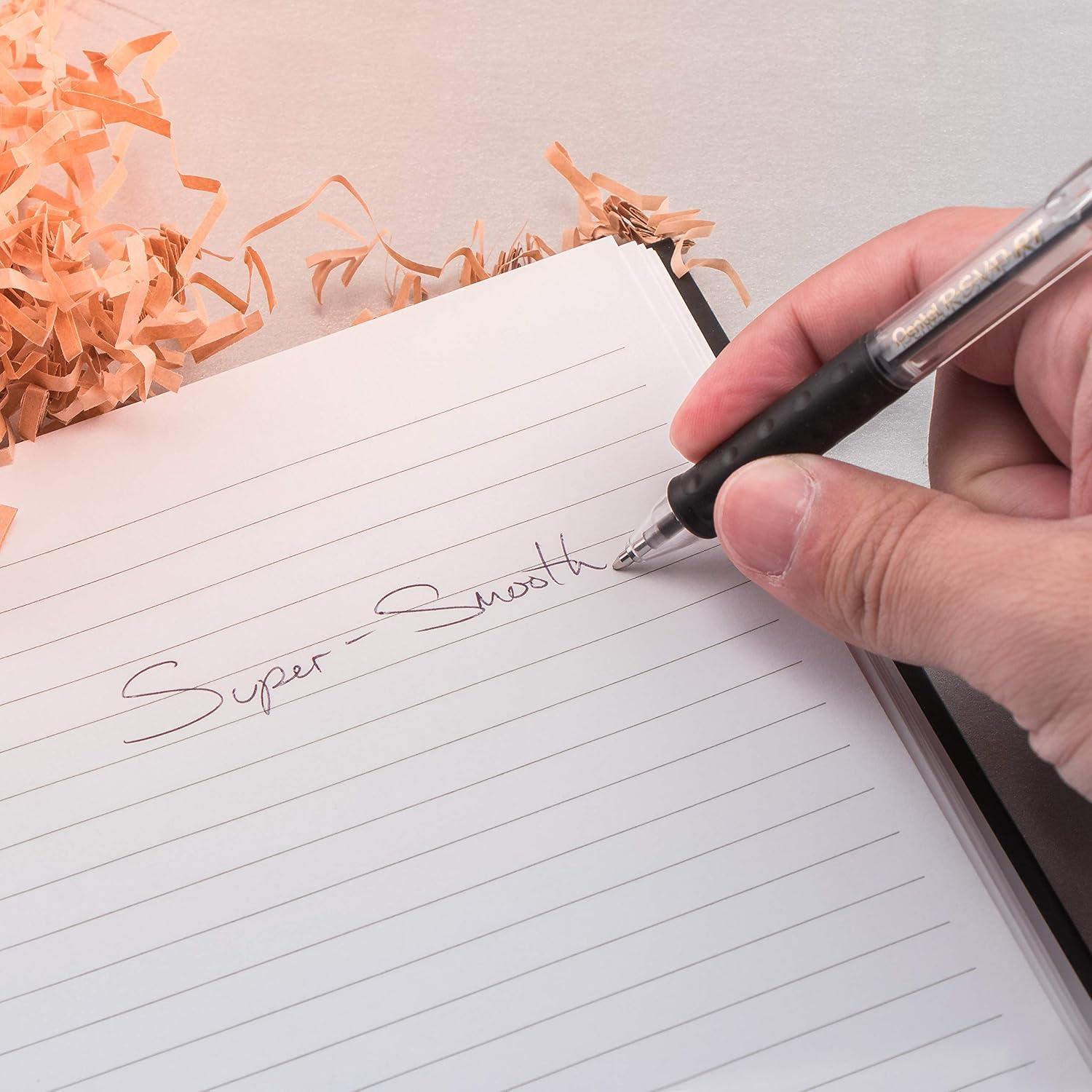 imagePentel RSVP RT Retractable Ballpoint Pens Medium Point 10 mm 61 Recycled Transparent Black Barrel Black Ink Pack Of 12 PensBlack