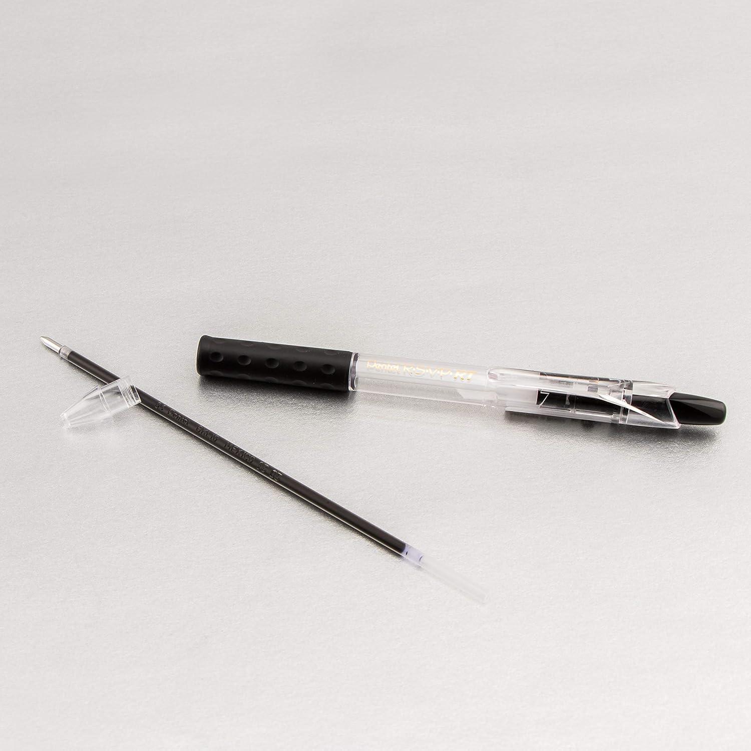 imagePentel RSVP RT Retractable Ballpoint Pens Medium Point 10 mm 61 Recycled Transparent Black Barrel Black Ink Pack Of 12 PensBlack