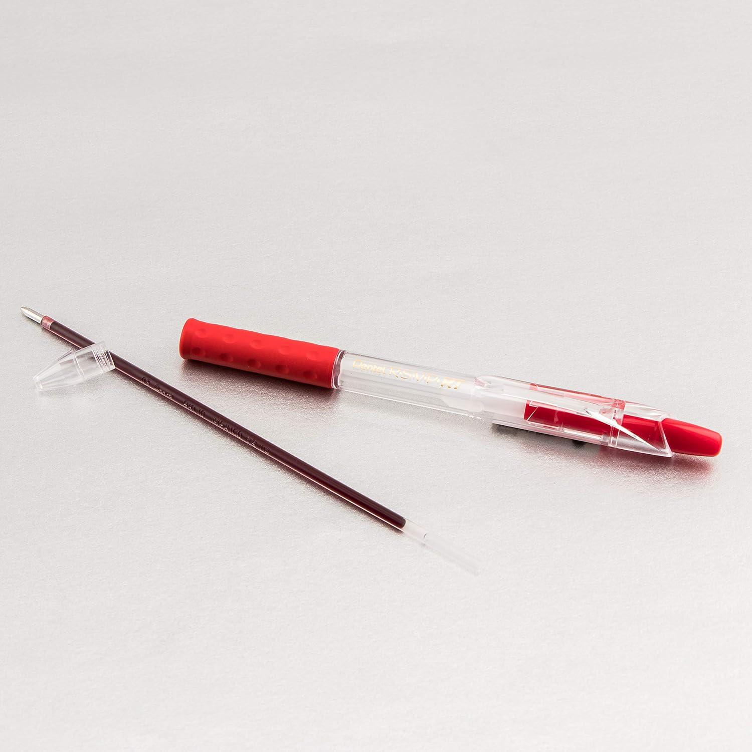 imagePentel RSVP RT Retractable Ballpoint Pens Medium Point 10 mm 61 Recycled Transparent Black Barrel Black Ink Pack Of 12 PensRed