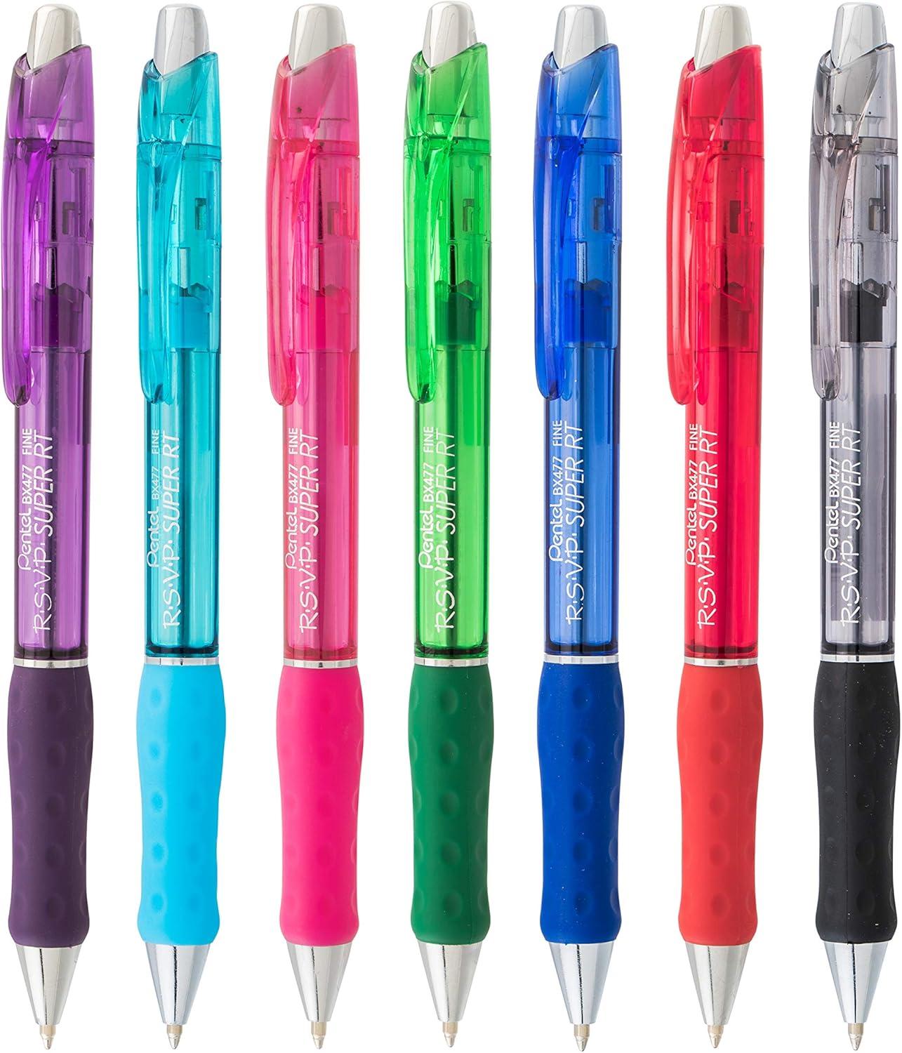 imagePentel RSVP Super RT Ballpoint Pen 10mm Medium Line Violet Ink Box of 12 BX480VBlack