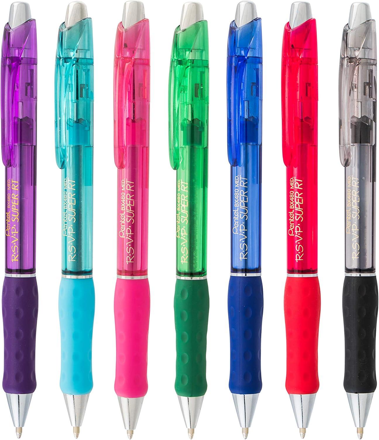 imagePentel RSVP Super RT Ballpoint Pen 10mm Medium Line Violet Ink Box of 12 BX480VPink