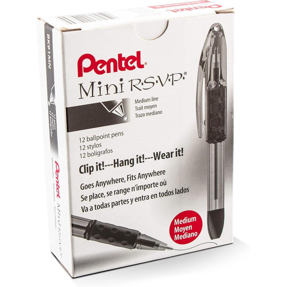 imagePentel RSVP Mini Ballpoint Pen 10mm Medium Line Orange Ink 12 pack BK91MNFFRed Ink