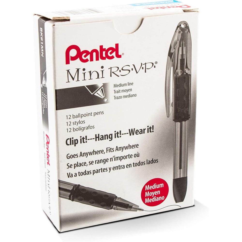 imagePentel RSVP Mini Ballpoint Pen 10mm Medium Line Orange Ink 12 pack BK91MNFFSky Blue Ink