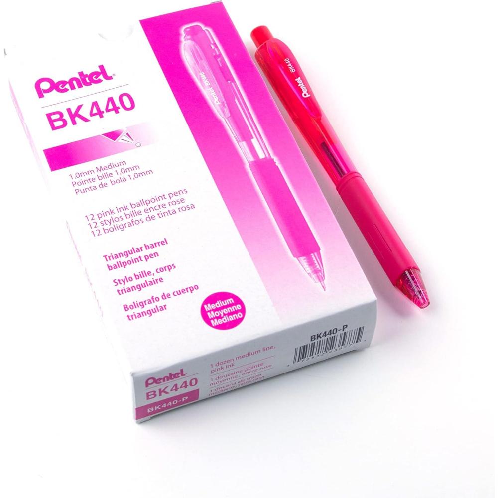 imagePentel Wow Retractable Ballpoint Pen 10mm Medium Line Pink Ink Box of 12 BK440P