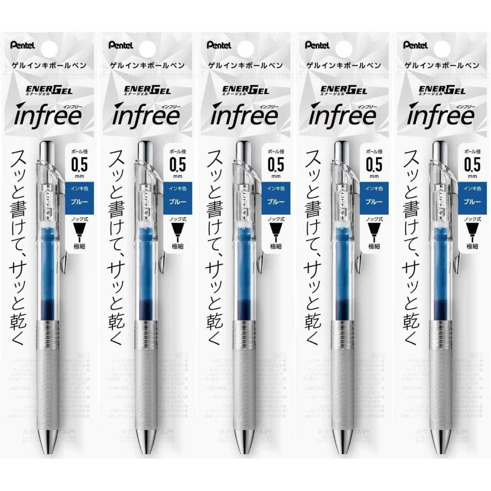 imagePentel XBLN75TLCA EnerGel Ink Ballpoint Pen 05 Blue Black 5 Piecesblue